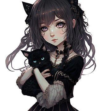 Gothic lady in anime style stock illustration. Illustration of