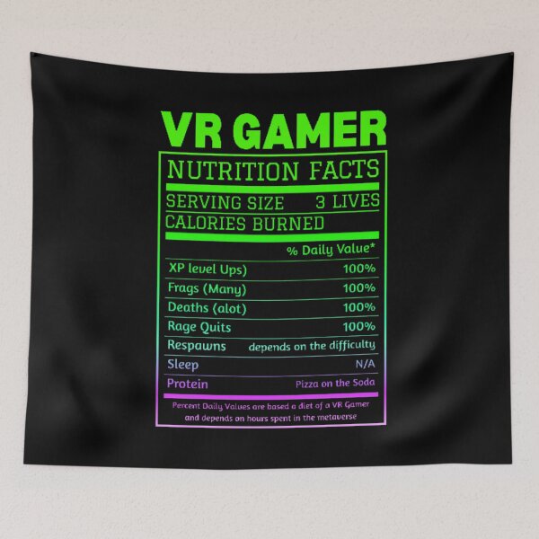 Item preview, VR Gamer Food Label Nutrition Facts Virtual Reality Gaming Meme Kids designed and sold by DadJokeDescript.