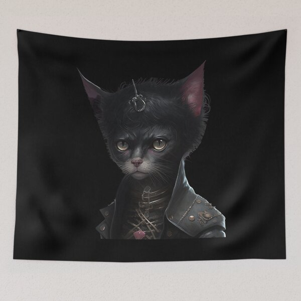 Item preview, Goth cat wearing dark black gothic outfit cool design designed and sold by AnimalArtPhotos.