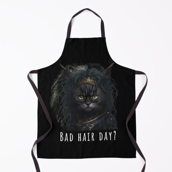 Item preview, Funny cat bad hair day joke with a goth cat designed and sold by AnimalArtPhotos.