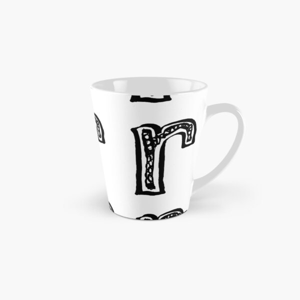 Lower case black and white alphabet letter R Tall Mug