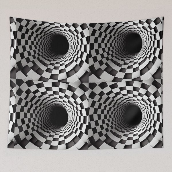 Item preview, Optical Illusion Checkerboard - Black and White Hole Art designed and sold by UniqueDesignsC.
