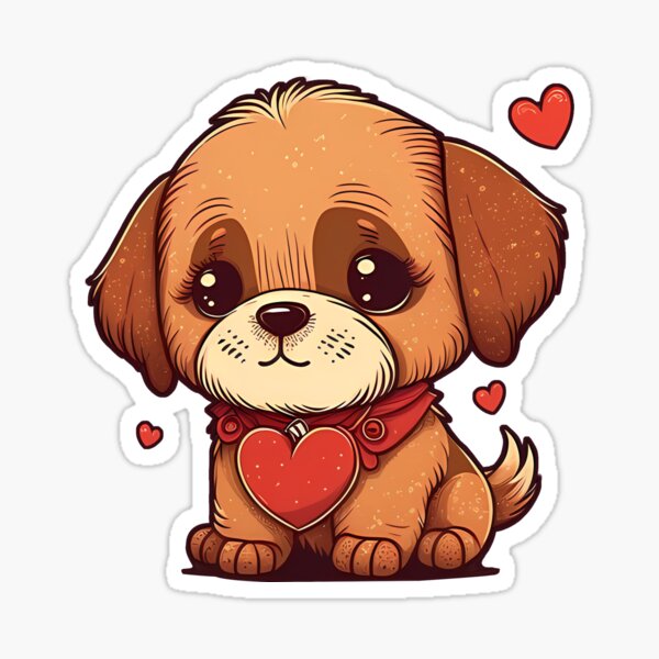 "Cute Dog With Hearts for Dog Lovers Valentines Day" Sticker for Sale