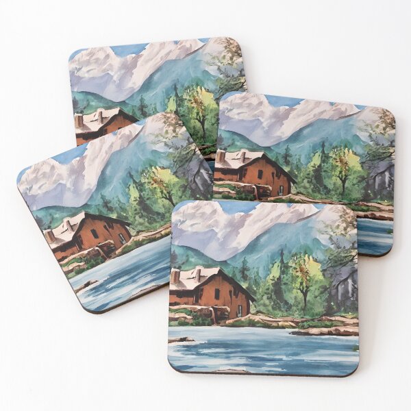 Item preview, Mountain Cabin Painting designed and sold by Poetic Patterns Studio.