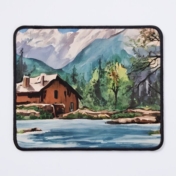 Item preview, Mountain Cabin Painting designed and sold by Poetic Patterns Studio.