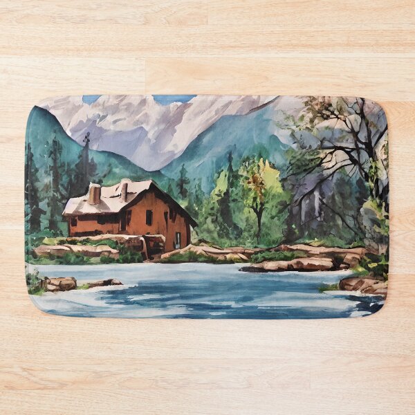 Item preview, Mountain Cabin Painting designed and sold by Poetic Patterns Studio.