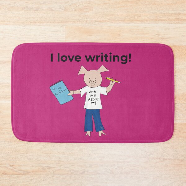 Item preview, I love writing! Left-handed writer.  Introverts in pink, writing designed and sold by PiggingJapan.