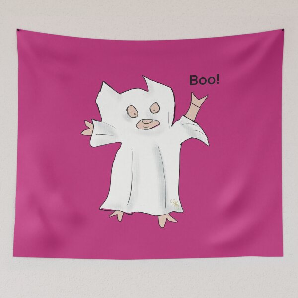 Item preview, Pink Ghost. Cute pig in fancy dress, sheet ghost costume, Halloween. designed and sold by PiggingJapan.