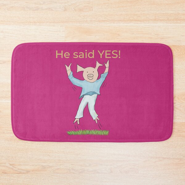 Item preview, He said yes! Pink, Engagement, proposal, moving in together, going steady, dating, celebrate, elated cute pig. Yes! designed and sold by PiggingJapan.