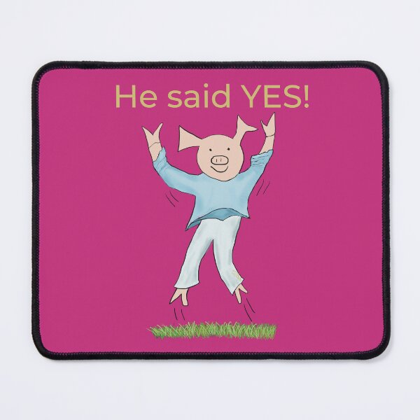 Item preview, He said yes! Pink, Engagement, proposal, moving in together, going steady, dating, celebrate, elated cute pig. Yes! designed and sold by PiggingJapan.