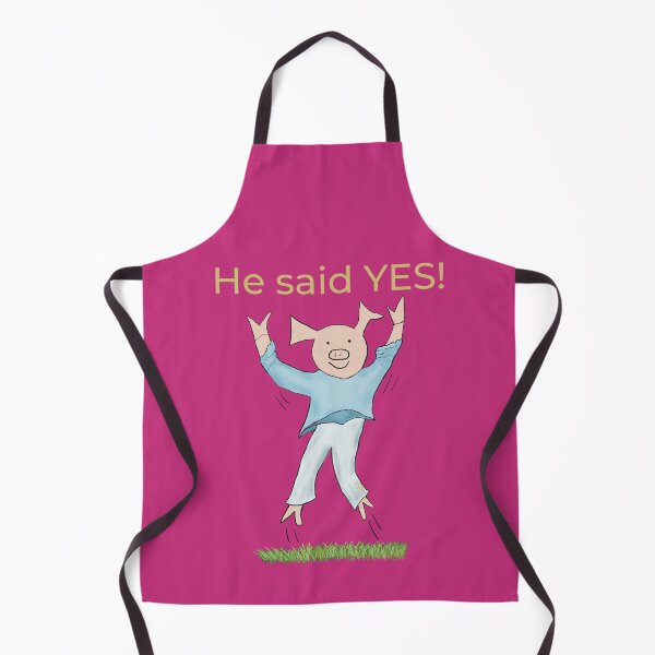 Item preview, He said yes! Pink, Engagement, proposal, moving in together, going steady, dating, celebrate, elated cute pig. Yes! designed and sold by PiggingJapan.