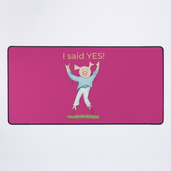 Item preview, I said yes! Pink, Engagement, proposal, moving in together, going steady, dating, celebrate, elated cute pig. Yes! designed and sold by PiggingJapan.