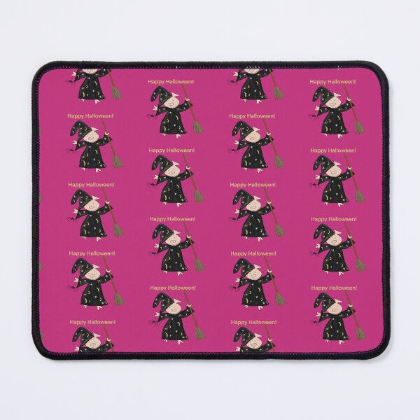 Item preview, Halloween pink witch with broomstick and spider.  Cute pig in fancy dress, Halloween designed and sold by PiggingJapan.
