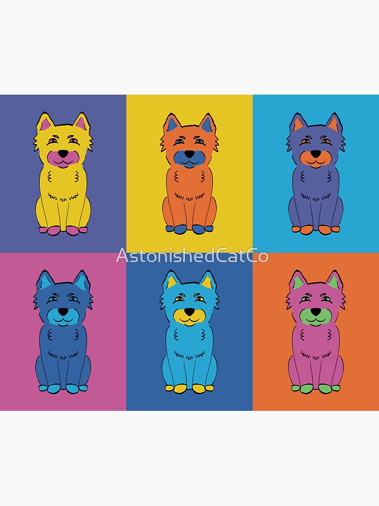 Thumbnail 3 of 3, Sticker, Colorful Dog Pattern - Astonished Cat Company - Gift for Dog Lover - Gift for Art Lover designed and sold by AstonishedCatCo.
