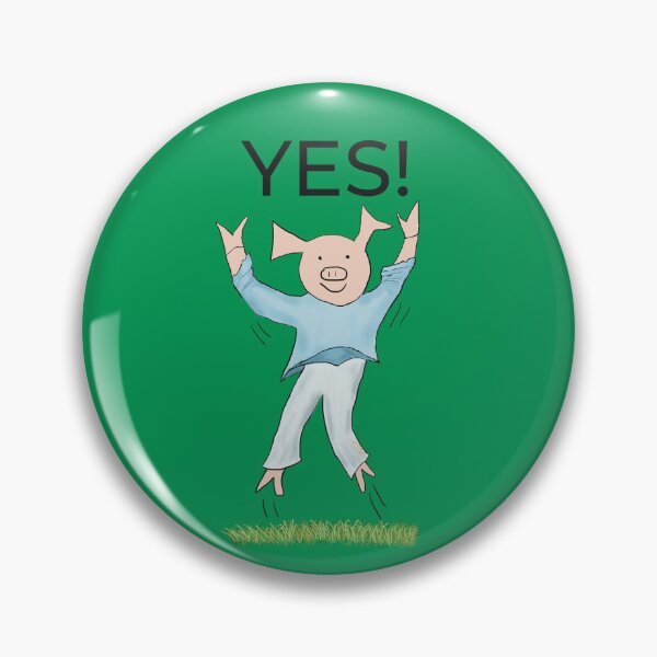 Item preview, Green, Yes! Joyful! Celebrating, elated cute pig.  Job offer, passing exams, passing your driving test. Yes! designed and sold by PiggingJapan.