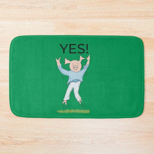 Item preview, Green, Yes! Joyful! Celebrating, elated cute pig.  Job offer, passing exams, passing your driving test. Yes! designed and sold by PiggingJapan.