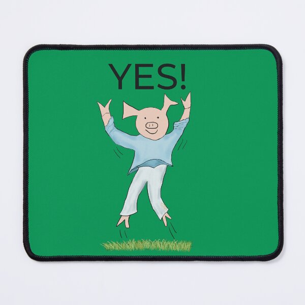 Item preview, Green, Yes! Joyful! Celebrating, elated cute pig. Job offer, passing exams, passing your driving test. Yes! designed and sold by PiggingJapan.