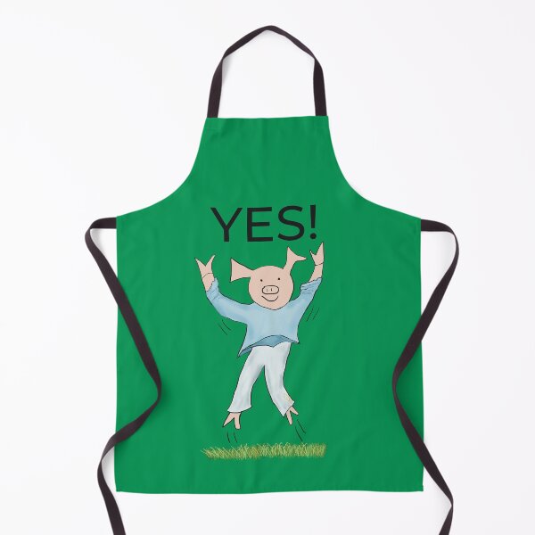 Item preview, Green, Yes! Joyful! Celebrating, elated cute pig. Job offer, passing exams, passing your driving test. Yes! designed and sold by PiggingJapan.