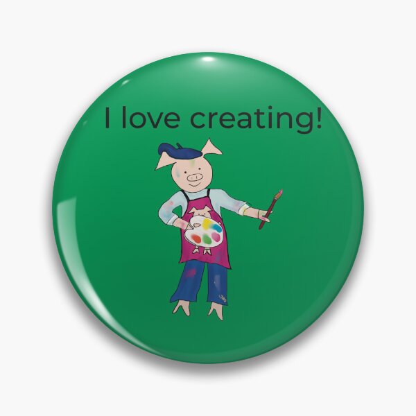 Item preview, Green, Creating! I love creating, left handed pig painter,artist. designed and sold by PiggingJapan.