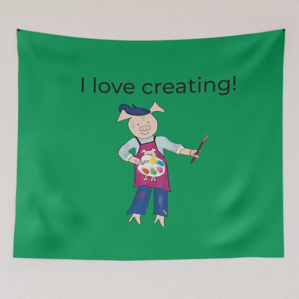 Item preview, Green, Creating! I love creating, left handed pig painter,artist. designed and sold by PiggingJapan.