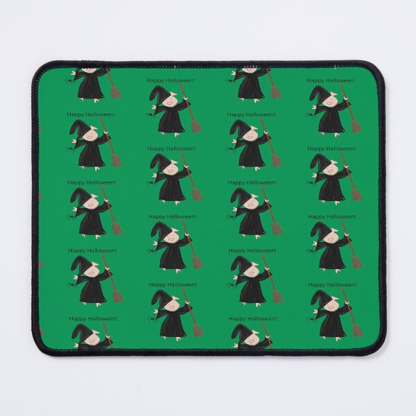 Item preview, Green, Classic Halloween witch with broomstick and spider. Cute pig in fancy dress. Halloween designed and sold by PiggingJapan.