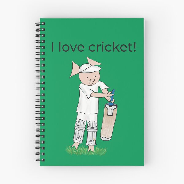 Item preview, Green, I love cricket! Left handed pig cricket player, batter, old school. Cricket designed and sold by PiggingJapan.