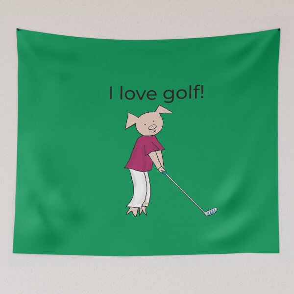 Item preview, Green, I love golf! Left handed pig golf player. designed and sold by PiggingJapan.