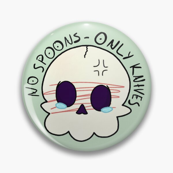 Item preview, "No Spoons - Only Knives" skull designed and sold by stickerbyginger.