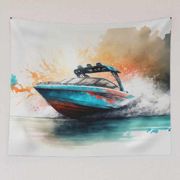 Item preview, Fast and Furious Wake Boat: Watercolor Painting designed and sold by Tiberius404.