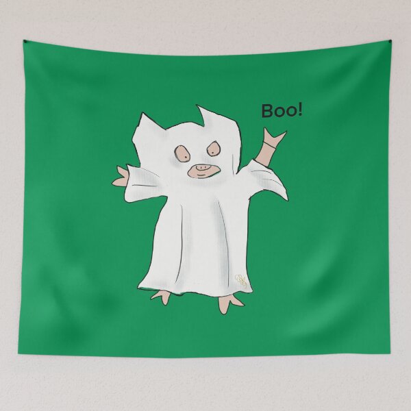 Item preview, Green, Halloween Ghost. Cute pig in fancy dress, halloween costume. designed and sold by PiggingJapan.