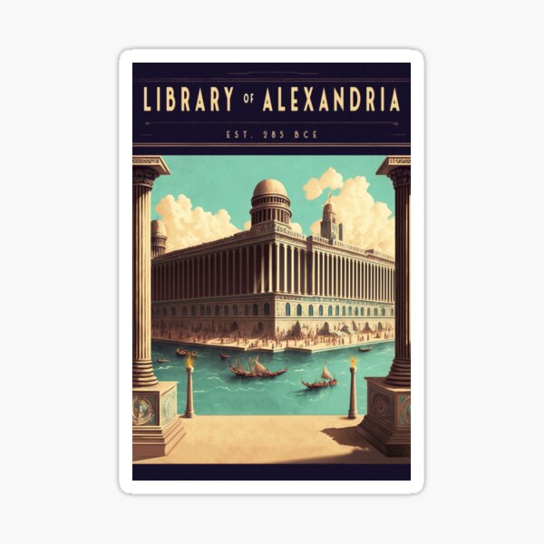 Library of Alexandria - Vintage Travel Poster Sticker