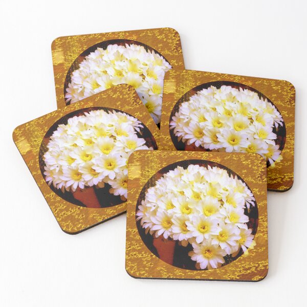 Item preview, White  Yellow Cactus flowers bouquet with lace trim by Iritof designed and sold by iritof.