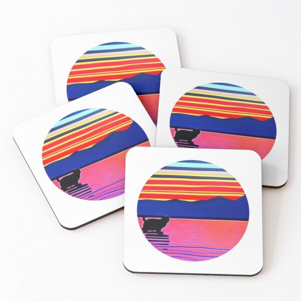 Item preview, Cat with sunset with colourful background  designed and sold by sheelashop.