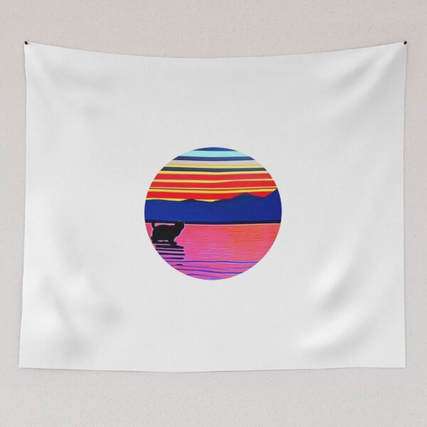 Item preview, Cat with sunset with colourful background  designed and sold by sheelashop.