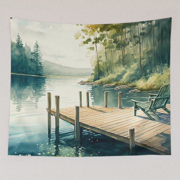 Item preview, Nostalgic Summer Lake Trip Watercolor Painting designed and sold by Tiberius404.