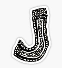 Lower case black and white alphabet letter J Sticker