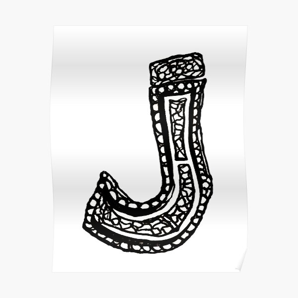 Lower Case Black And White Alphabet Letter J Poster For Sale By Hevifineart Redbubble 4969