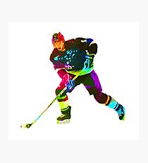 Colorful ice hockey player Photographic Print