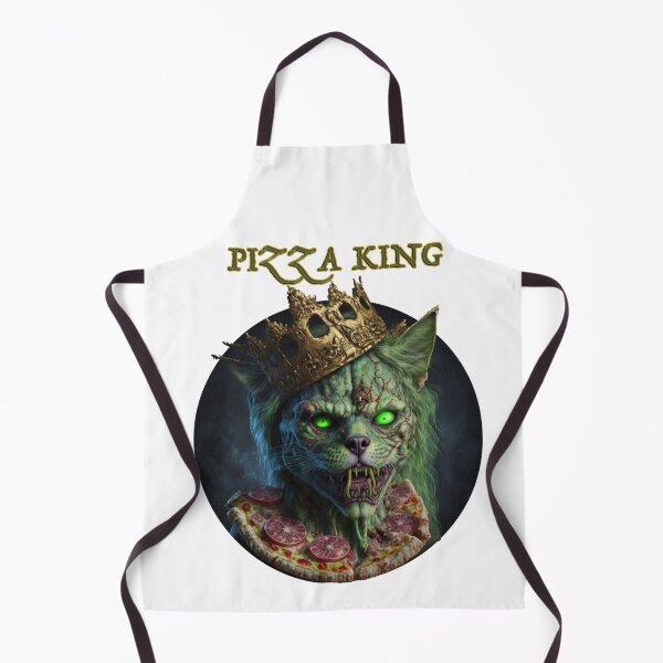 Item preview, Pizza King. Zombie cat. Zombie cat with pizza around his neck. Horror genre. Nightmare character designed and sold by Anastasiia Yurevych.