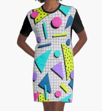 80s Retro Geometry Pattern Graphic T-Shirt Dress
