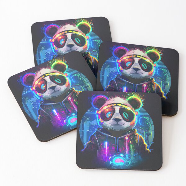 Item preview, Futuristic Frenzy: Neon Panda Pop Art 4K | dark designed and sold by Cosmic-graphics.