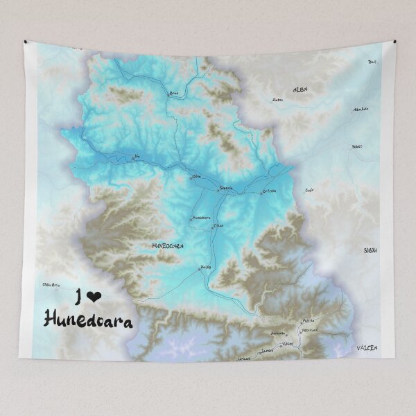 Item preview, Hunedoara County Map, România designed and sold by maptheclouds.
