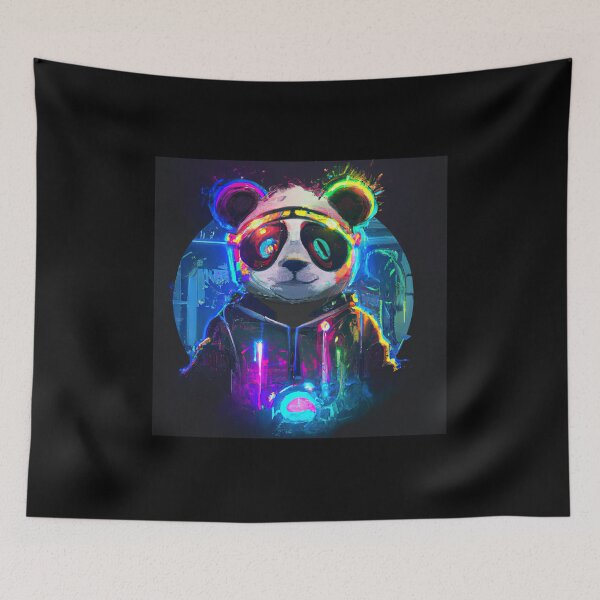 Item preview, Futuristic Frenzy: Neon Panda Pop Art designed and sold by Cosmic-graphics.