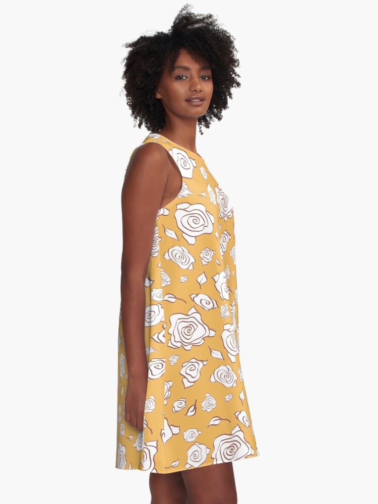 Thumbnail 2 of 4, A-Line Dress, Cheerful Roses designed and sold by JaanaDay.