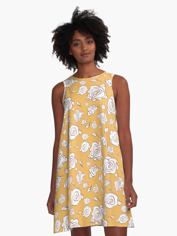 Thumbnail 1 of 4, A-Line Dress, Cheerful Roses designed and sold by JaanaDay.