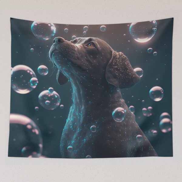 Item preview, a_dog_under_a_shower_of_bubbles #1 designed and sold by Kirollos9.
