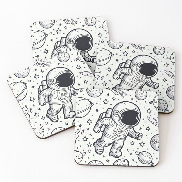 Item preview, astronaut line art pattern designed and sold by AeonGraphic.