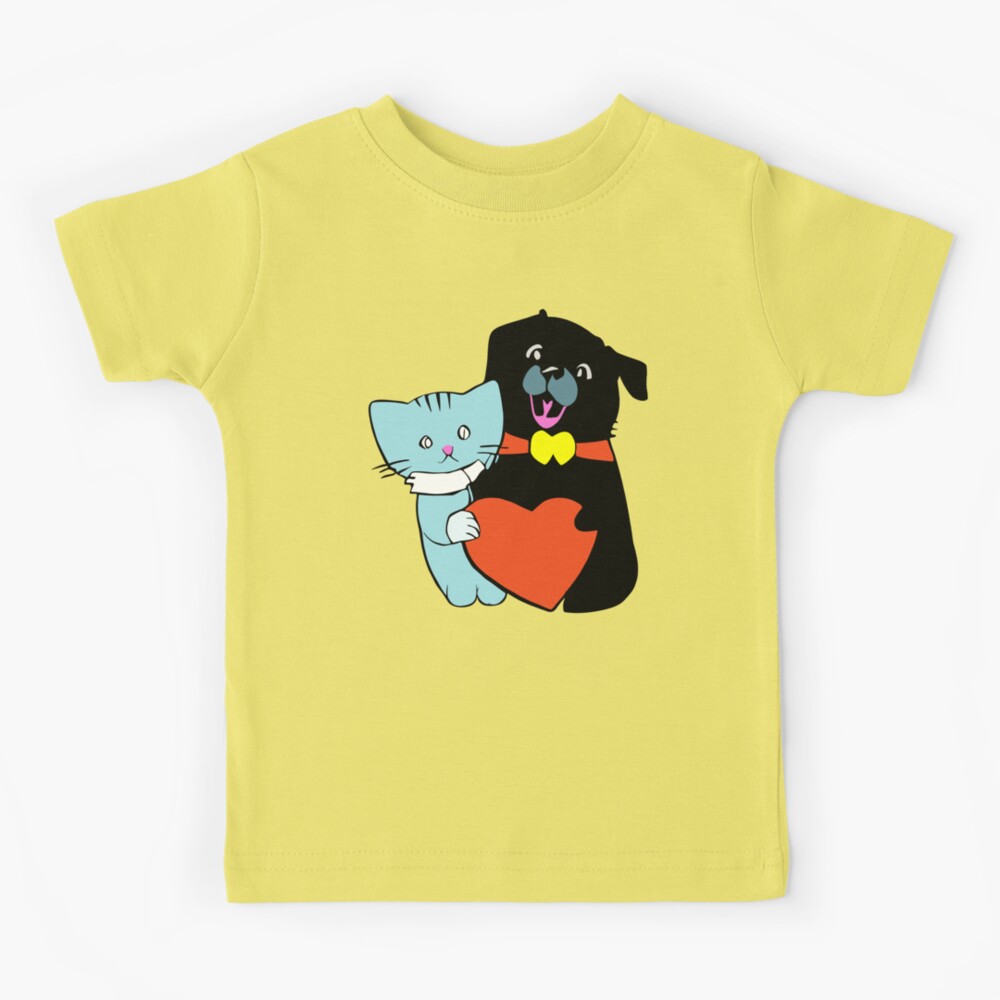 Puppy Love, cute dog and cat | Kids T-Shirt