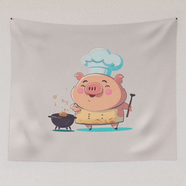 Item preview, Fat Happy Pig Cooking - Cartoon Animals designed and sold by quick-drops.
