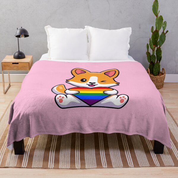 Item preview, Corgi with Rainbow Pride Flag Heart designed and sold by everything4eva.